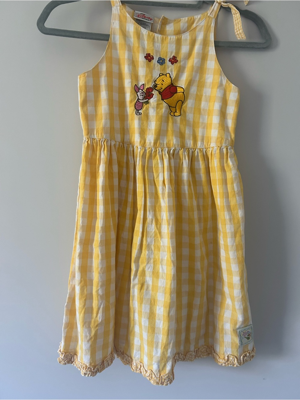 vintage Disney Store Winnie the Pooh yellow and white gingham dress